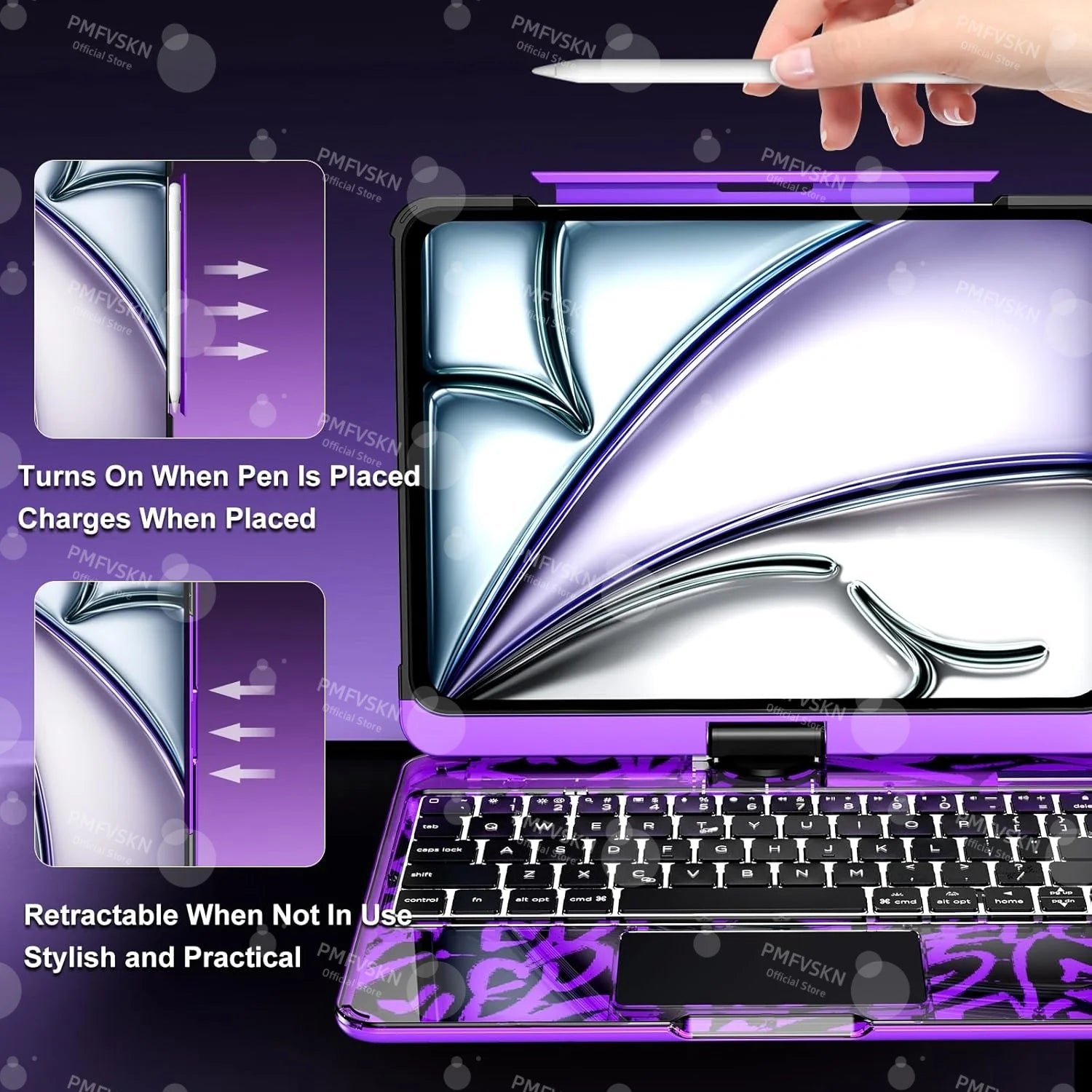 360 Rotate Wireless Magic Keyboard For iPad Air 11 13 7th 2025 Air 5 4 iPad 11th A16 10th Case For iPad Pro 11 13 M4 Pro 12.9