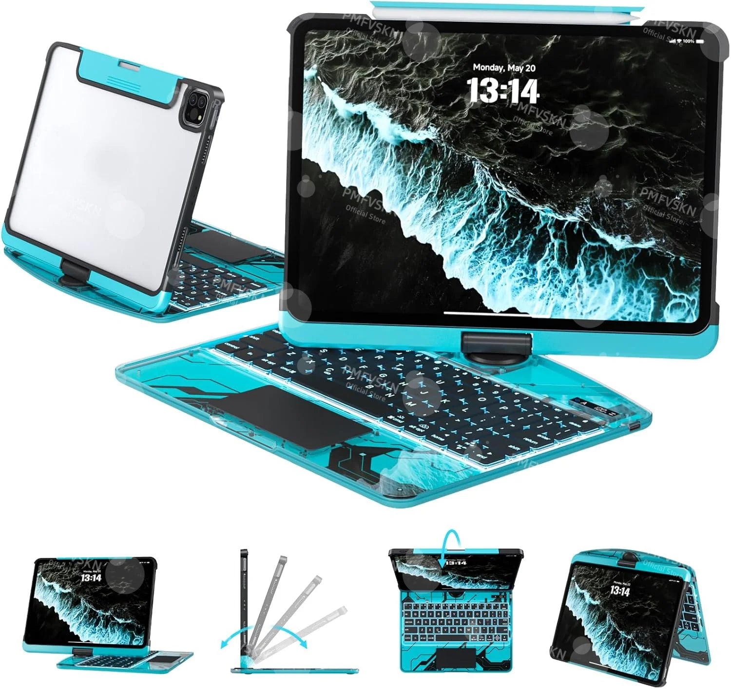360 Rotate Wireless Magic Keyboard For iPad Air 11 13 7th 2025 Air 5 4 iPad 11th A16 10th Case For iPad Pro 11 13 M4 Pro 12.9