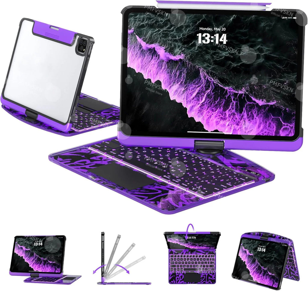 360 Rotate Wireless Magic Keyboard For iPad Air 11 13 7th 2025 Air 5 4 iPad 11th A16 10th Case For iPad Pro 11 13 M4 Pro 12.9