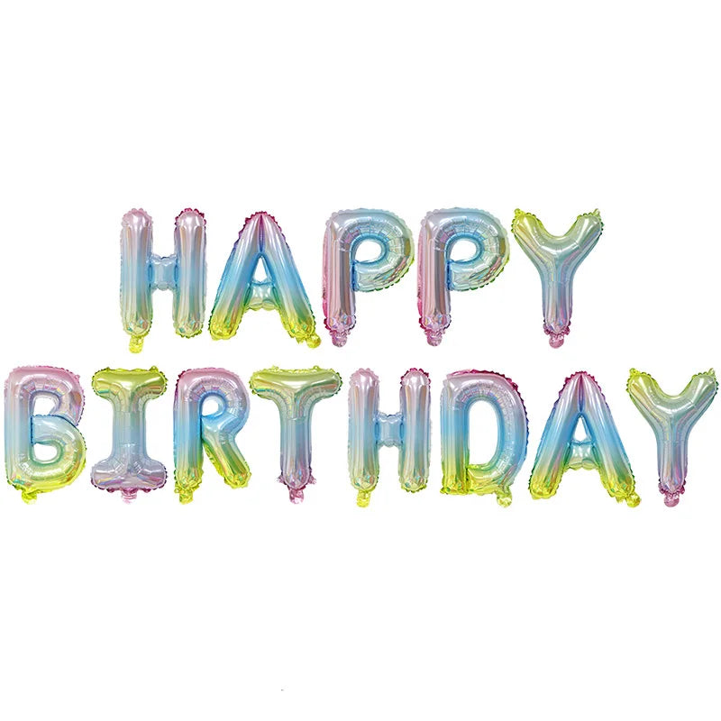 Silver Happy Birthday Party Balloon Set Kids Birthday Balloon Aluminum Foil Letter Balloon Used for Birthday Party Decoration