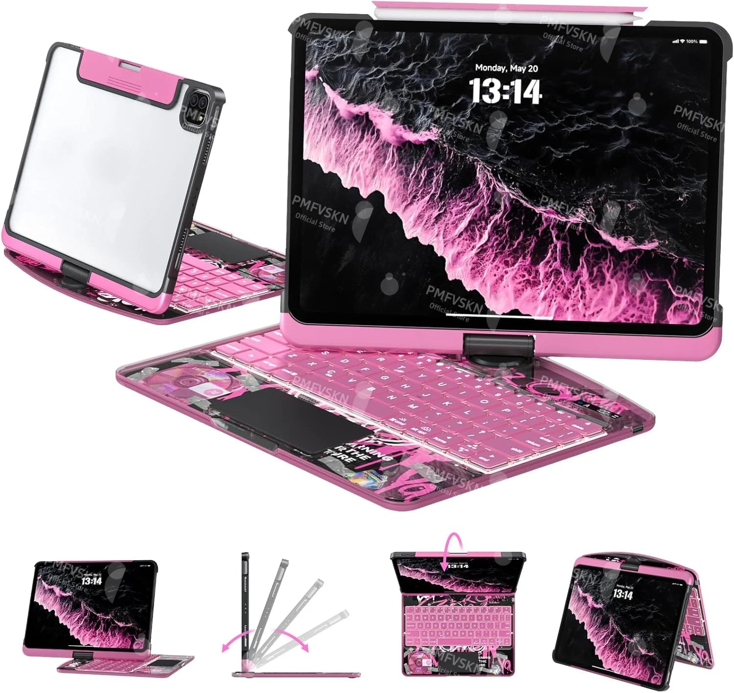360 Rotate Wireless Magic Keyboard For iPad Air 11 13 7th 2025 Air 5 4 iPad 11th A16 10th Case For iPad Pro 11 13 M4 Pro 12.9