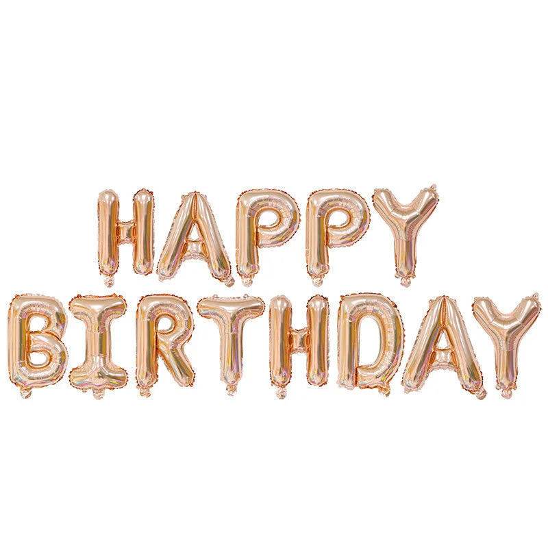 Silver Happy Birthday Party Balloon Set Kids Birthday Balloon Aluminum Foil Letter Balloon Used for Birthday Party Decoration