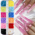 1box 3D Flower Bow Nail Art Decorations Kit Pink/White Acrylic Floral/Peal Beads Nail Charm with Wax Pen/Tweezer 4/6mm Nail Part