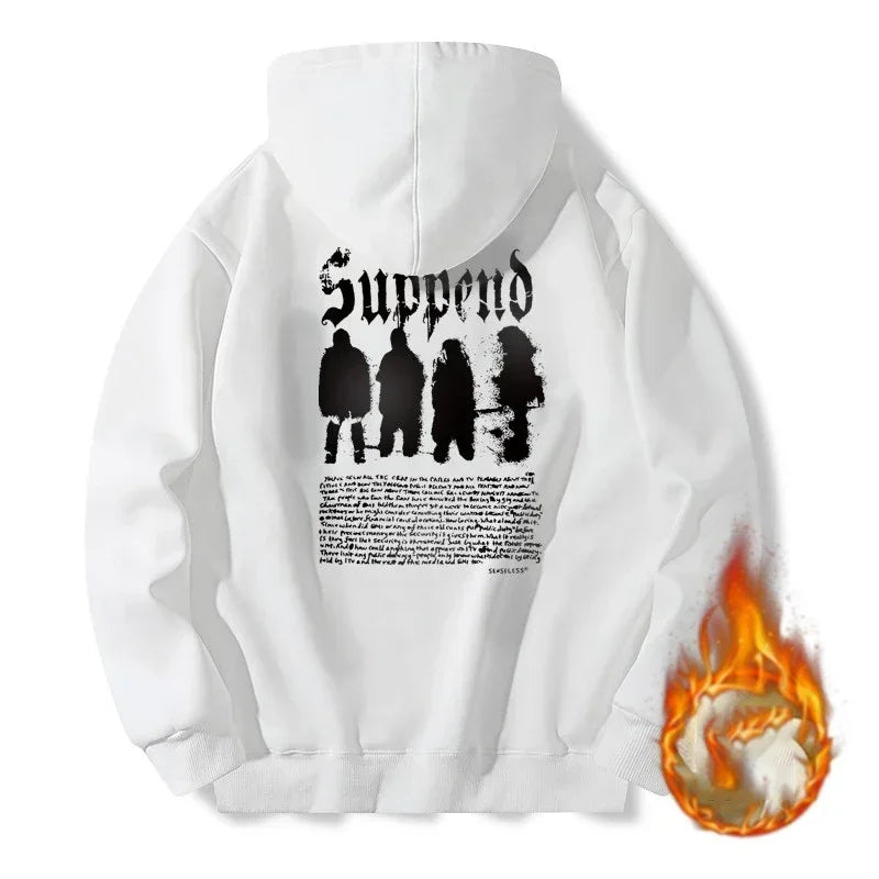 Spring Goth Letter Printed Hoodies For Men 2025 New Loose Streetwear Hooded Sweatshirts Hip Hop Fleece Hoody Y2K Vintage Clothes